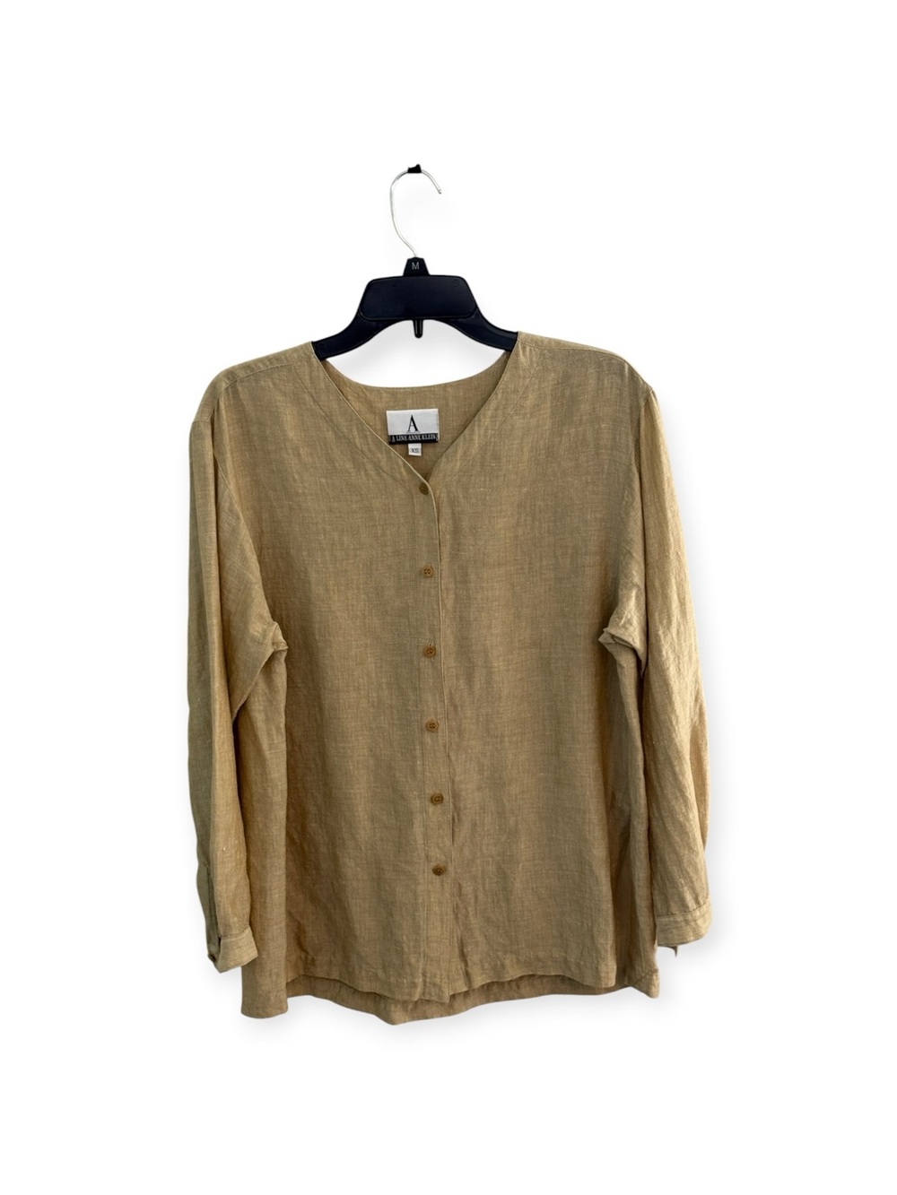 A Line Anne Klein Linen Button-up Tunic Top Oversized XS Relaxed Boho